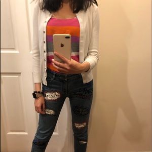 Banana republic white cardigan, size m,silk,cotton